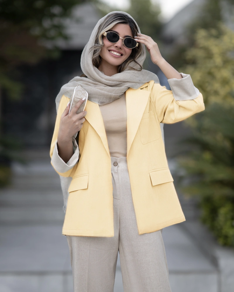 کت لینن زرد کره ای pastel